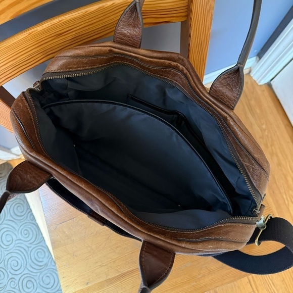 Fossil Tan Brown Leather Messenger Work Travel Bag - Picture 4 of 8